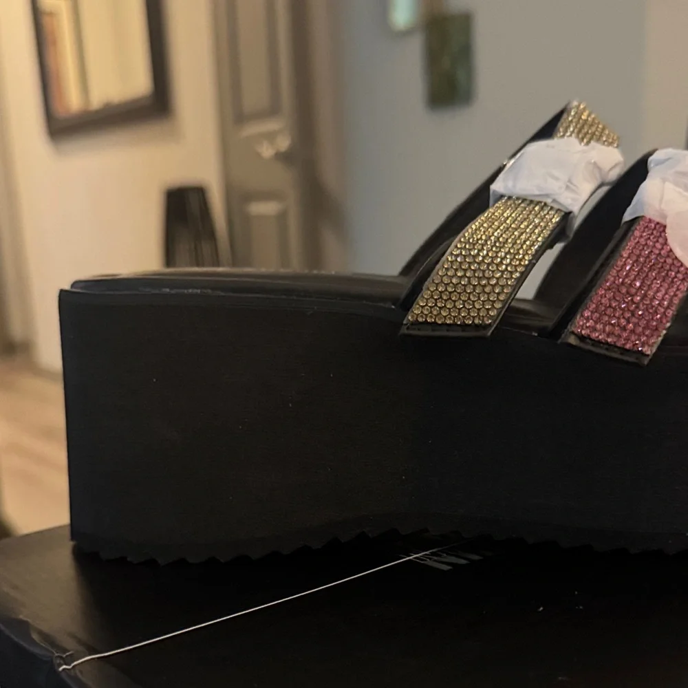 😎Cape Robbin Yellow, Coral & Teal Triple-Strap Platform Slide☀️BRAND NEW IN BOX
